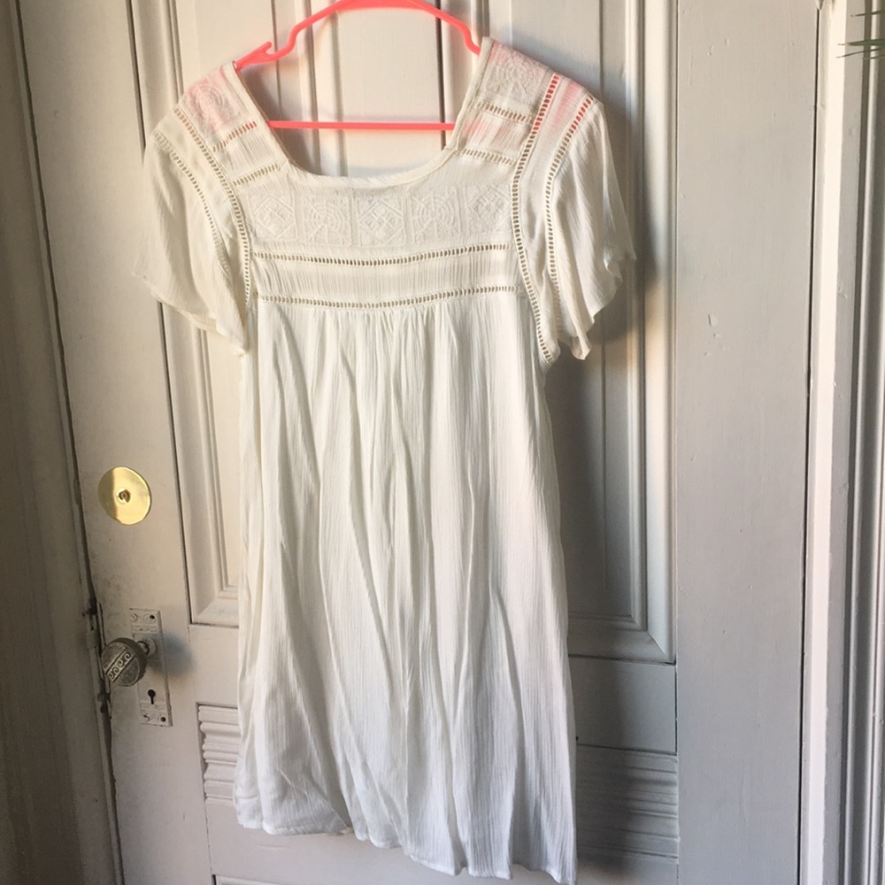 White Square Neck Dress